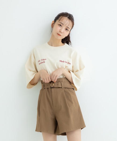 ADIRA（アディラ）の「ユニセックスヘビーオンスシシュウT（Tシャツ/カットソー・レディース・カーキ/アイボリー/キナリ/サックスブルー・LARGE）」の2枚目の写真