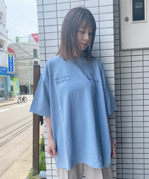 ADIRA（アディラ）の「ユニセックスヘビーオンスシシュウT（Tシャツ/カットソー・レディース・カーキ/アイボリー/キナリ/サックスブルー・LARGE）」の11枚目の写真