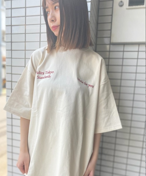ADIRA（アディラ）の「ユニセックスヘビーオンスシシュウT（Tシャツ/カットソー・レディース・カーキ/アイボリー/キナリ/サックスブルー・LARGE）」の12枚目の写真