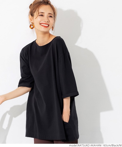 coca(coca)(コカ)の「ポケット付きチュニックTシャツ(Tシャツ/カットソー・レディース・ホワイト/ブラック・M/L)」の8枚目の写真