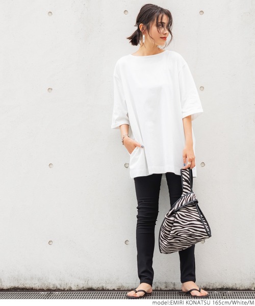 coca(coca)(コカ)の「ポケット付きチュニックTシャツ(Tシャツ/カットソー・レディース・ホワイト/ブラック・M/L)」の9枚目の写真