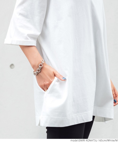 coca(coca)(コカ)の「ポケット付きチュニックTシャツ(Tシャツ/カットソー・レディース・ホワイト/ブラック・M/L)」の11枚目の写真