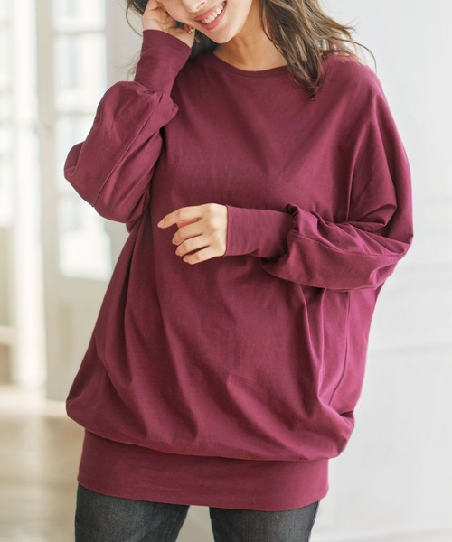 GeeRA(ジーラ)の「綿100%ボートネックドルマンカットソー(Tシャツ/カットソー・レディース・ベージュ/オフホワイト/ブラック/ボルドー・X-LARGE/LARGE/XX-LARGE/MEDIUM)」の4枚目の写真