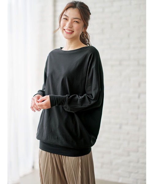 GeeRA(ジーラ)の「綿100%ボートネックドルマンカットソー(Tシャツ/カットソー・レディース・ベージュ/オフホワイト/ブラック/ボルドー・X-LARGE/LARGE/XX-LARGE/MEDIUM)」の14枚目の写真