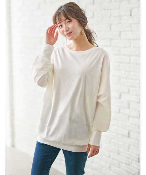 GeeRA(ジーラ)の「綿100%ボートネックドルマンカットソー(Tシャツ/カットソー・レディース・ベージュ/オフホワイト/ブラック/ボルドー・X-LARGE/LARGE/XX-LARGE/MEDIUM)」の15枚目の写真