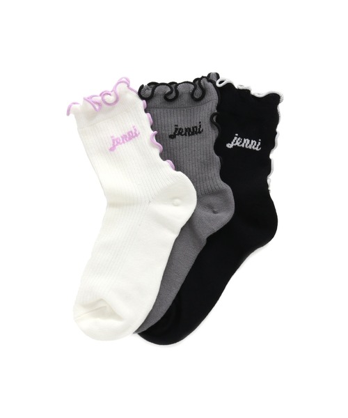 JENNI love(ジェニィラブ)の「配色メロークルーソックス(ソックス/靴下・キッズ・オフホワイト/グレー/ブラック・19-21cm/22-24cm)」の6枚目の写真