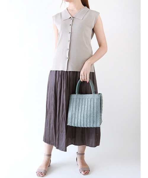 Te chichi（テチチ）の「チンツサテンギャザーロングスカート（スカート・レディース・パープル/グリーン/チャコール・ﾌﾘ-）」の7枚目の写真