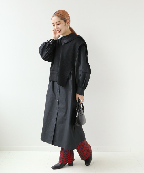 Simplicite（サンプリシテ）の「セーラーニットベスト レイヤーワンピース◆（ワンピース・レディース・ホワイト/ブラック/ブルー・FREE）」の4枚目の写真