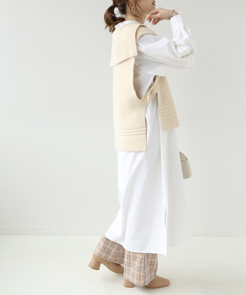 Simplicite（サンプリシテ）の「セーラーニットベスト レイヤーワンピース◆（ワンピース・レディース・ホワイト/ブラック/ブルー・FREE）」の14枚目の写真