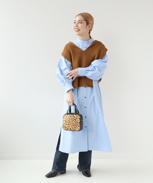 Simplicite（サンプリシテ）の「セーラーニットベスト レイヤーワンピース◆（ワンピース・レディース・ホワイト/ブラック/ブルー・FREE）」の15枚目の写真