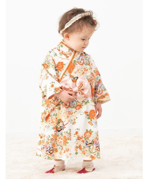 SweetMommy（スウィートマミー）の「ベビー着物ロンパース　 [七五三]  [誕生日 記念日 お食い初め お宮参り]（着物・キッズ・ブルー/レッド/グリーン/ピンク/オフホワイト/アクア/ピンク系その他/クリーム/ベージュ/ブルーグリーン・80/90/50-70）」の2枚目の写真