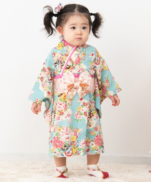 SweetMommy（スウィートマミー）の「ベビー着物ロンパース　 [七五三]  [誕生日 記念日 お食い初め お宮参り]（着物・キッズ・ブルー/レッド/グリーン/ピンク/オフホワイト/アクア/ピンク系その他/クリーム/ベージュ/ブルーグリーン・80/90/50-70）」の8枚目の写真