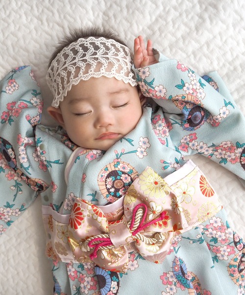 SweetMommy（スウィートマミー）の「ベビー着物ロンパース　 [七五三]  [誕生日 記念日 お食い初め お宮参り]（着物・キッズ・ブルー/レッド/グリーン/ピンク/オフホワイト/アクア/ピンク系その他/クリーム/ベージュ/ブルーグリーン・80/90/50-70）」の21枚目の写真