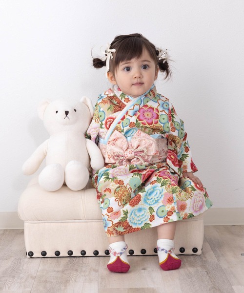 SweetMommy（スウィートマミー）の「ベビー着物ロンパース　 [七五三]  [誕生日 記念日 お食い初め お宮参り]（着物・キッズ・ブルー/レッド/グリーン/ピンク/オフホワイト/アクア/ピンク系その他/クリーム/ベージュ/ブルーグリーン・80/90/50-70）」の19枚目の写真