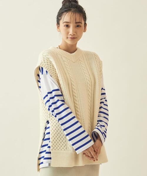 info. BEAUTY&YOUTH（インフォビューティアンドユース）の「【WEB限定】＜info. BEAUTY&YOUTH＞ スーパービッグ ナバルボーダーシャツ（Tシャツ/カットソー・メンズ・ブラック/コバルトブルー/その他1/その他2・M/S/L）」の6枚目の写真