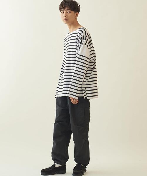 info. BEAUTY&YOUTH（インフォビューティアンドユース）の「【WEB限定】＜info. BEAUTY&YOUTH＞ スーパービッグ ナバルボーダーシャツ（Tシャツ/カットソー・メンズ・ブラック/コバルトブルー/その他1/その他2・M/S/L）」の8枚目の写真