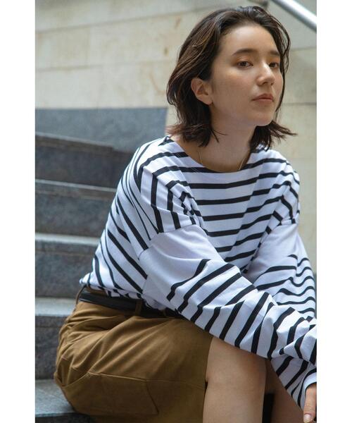 info. BEAUTY&YOUTH（インフォビューティアンドユース）の「【WEB限定】＜info. BEAUTY&YOUTH＞ スーパービッグ ナバルボーダーシャツ（Tシャツ/カットソー・メンズ・ブラック/コバルトブルー/その他1/その他2・M/S/L）」の12枚目の写真