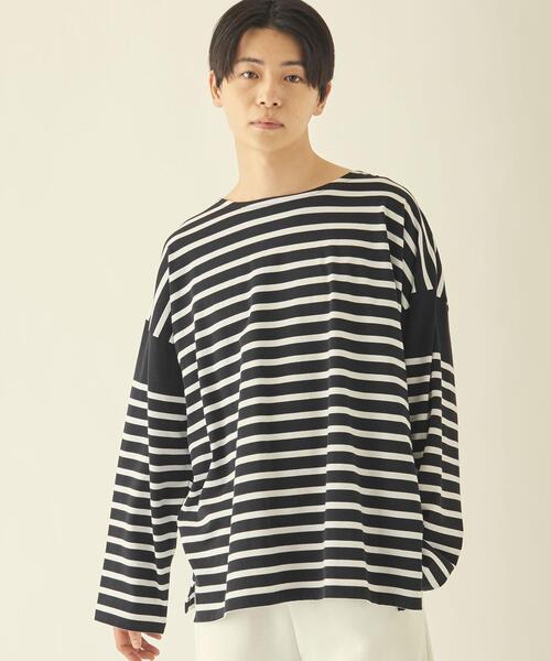 info. BEAUTY&YOUTH（インフォビューティアンドユース）の「【WEB限定】＜info. BEAUTY&YOUTH＞ スーパービッグ ナバルボーダーシャツ（Tシャツ/カットソー・メンズ・ブラック/コバルトブルー/その他1/その他2・S/M/L）」の21枚目の写真