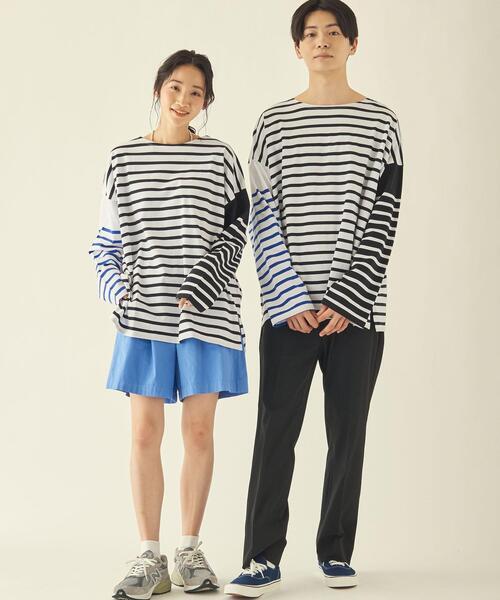 info. BEAUTY&YOUTH（インフォビューティアンドユース）の「【WEB限定】＜info. BEAUTY&YOUTH＞ スーパービッグ ナバルボーダーシャツ（Tシャツ/カットソー・メンズ・ブラック/コバルトブルー/その他1/その他2・S/M/L）」の4枚目の写真