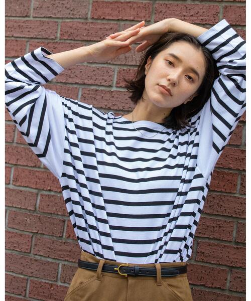 info. BEAUTY&YOUTH（インフォビューティアンドユース）の「【WEB限定】＜info. BEAUTY&YOUTH＞ スーパービッグ ナバルボーダーシャツ（Tシャツ/カットソー・メンズ・ブラック/コバルトブルー/その他1/その他2・S/M/L）」の2枚目の写真