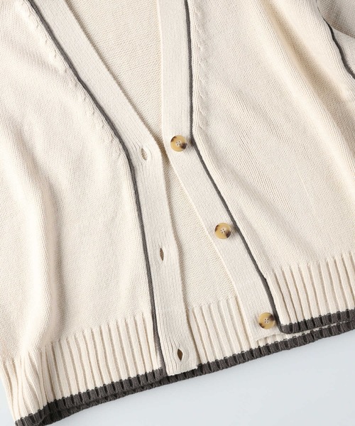 HONEYSUCKLE ROSE（ハニーサックルローズ）の「【HONEYSUCKLE ROSE】配色ラインカーディガン（カーディガン/ボレロ・レディース・オフホワイト/ダークグレー・M/L）」の5枚目の写真