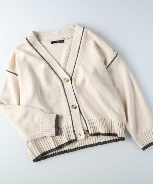 HONEYSUCKLE ROSE（ハニーサックルローズ）の「【HONEYSUCKLE ROSE】配色ラインカーディガン（カーディガン/ボレロ・レディース・オフホワイト/ダークグレー・M/L）」の12枚目の写真