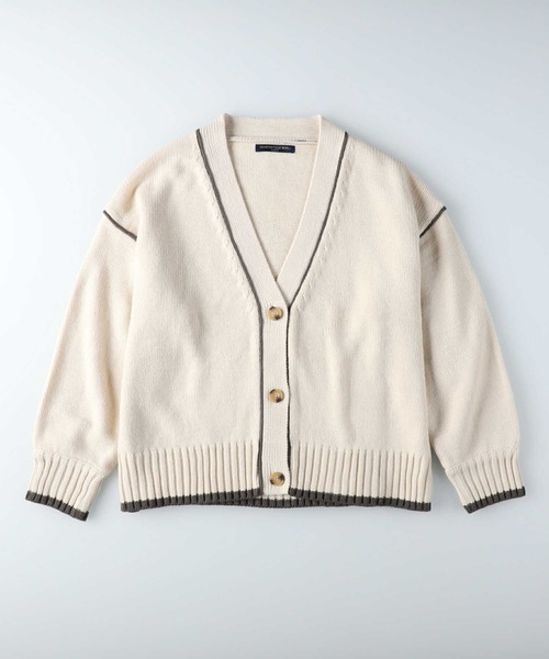 HONEYSUCKLE ROSE（ハニーサックルローズ）の「【HONEYSUCKLE ROSE】配色ラインカーディガン（カーディガン/ボレロ・レディース・オフホワイト/ダークグレー・M/L）」の10枚目の写真