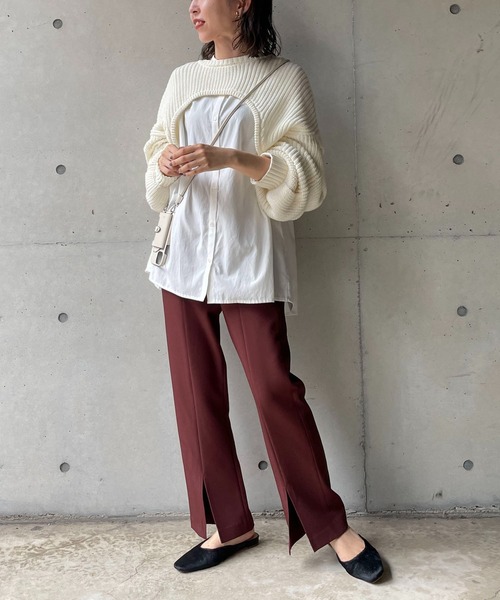 CAPRICIEUX LE'MAGE（カプリシューレマージュ）の「前スリットストレッチストレートパンツ（その他パンツ・レディース・ブラック/ブラウン/ライトベージュ・36/38）」の22枚目の写真