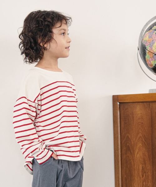 GLOBAL WORK（グローバルワーク）の「【キッズ】ヘビロッTEE／ボーダー/215969（Tシャツ/カットソー・キッズ・レッド/ホワイト/オフホワイト・150cm/160cm/100cm/110cm/120cm/140cm/130cm）」の9枚目の写真