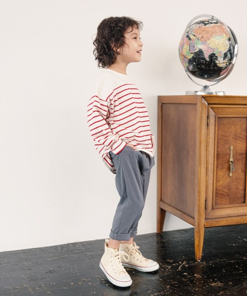 GLOBAL WORK（グローバルワーク）の「【キッズ】ヘビロッTEE／ボーダー/215969（Tシャツ/カットソー・キッズ・レッド/ホワイト/オフホワイト・150cm/160cm/100cm/110cm/120cm/140cm/130cm）」の6枚目の写真