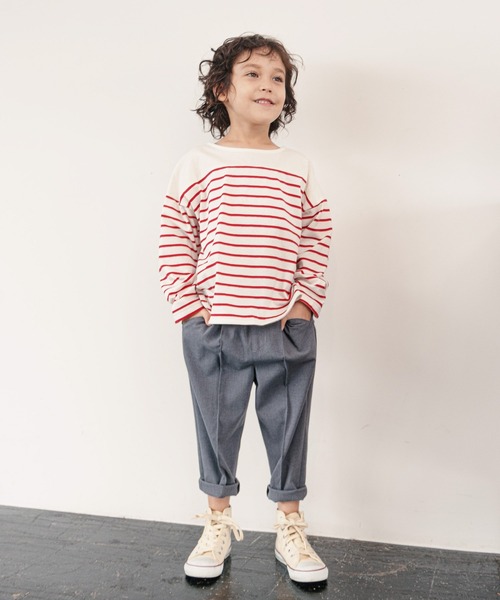 GLOBAL WORK（グローバルワーク）の「【キッズ】ヘビロッTEE／ボーダー/215969（Tシャツ/カットソー・キッズ・レッド/ホワイト/オフホワイト・150cm/160cm/100cm/110cm/120cm/140cm/130cm）」の8枚目の写真