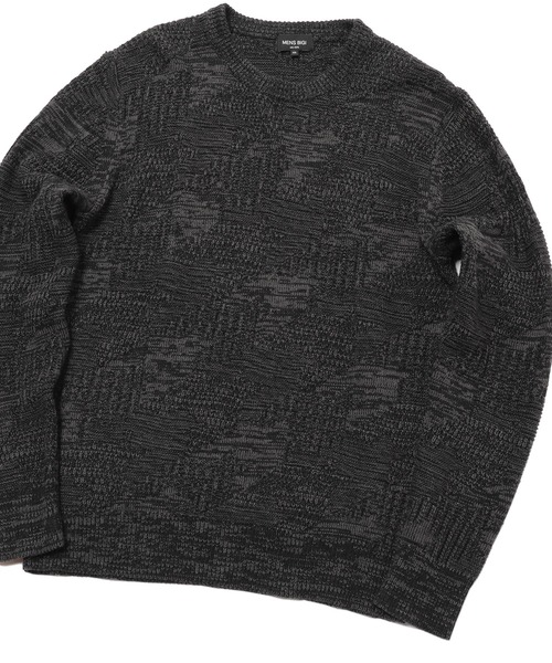 MEN'S BIGI(メンズビギ)の「7G リンクスジャガード編みクルーネックニット(ニット/セーター・メンズ・ブルー/ボルドー/ブラック・03/01/02)」の1枚目の写真