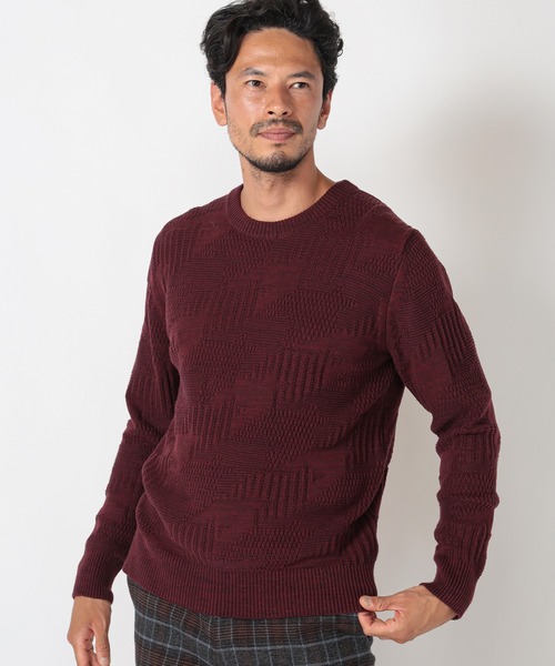 MEN'S BIGI(メンズビギ)の「7G リンクスジャガード編みクルーネックニット(ニット/セーター・メンズ・ブルー/ボルドー/ブラック・03/01/02)」の10枚目の写真