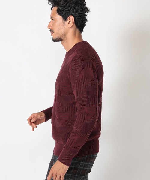 MEN'S BIGI(メンズビギ)の「7G リンクスジャガード編みクルーネックニット(ニット/セーター・メンズ・ブルー/ボルドー/ブラック・03/01/02)」の11枚目の写真