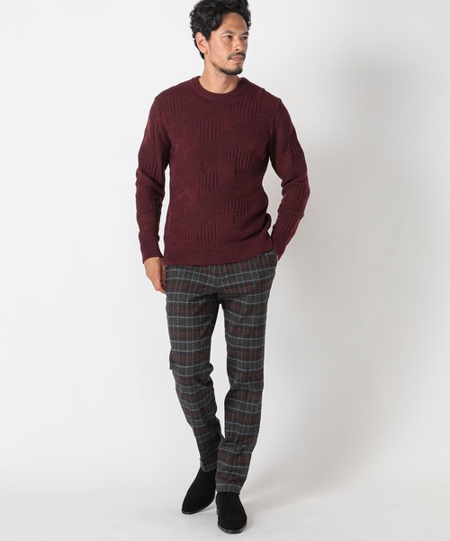 MEN'S BIGI(メンズビギ)の「7G リンクスジャガード編みクルーネックニット(ニット/セーター・メンズ・ブルー/ボルドー/ブラック・03/01/02)」の13枚目の写真