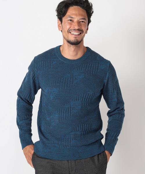 MEN'S BIGI(メンズビギ)の「7G リンクスジャガード編みクルーネックニット(ニット/セーター・メンズ・ブルー/ボルドー/ブラック・03/01/02)」の17枚目の写真