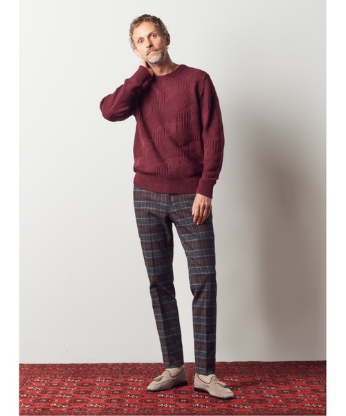 MEN'S BIGI(メンズビギ)の「7G リンクスジャガード編みクルーネックニット(ニット/セーター・メンズ・ブルー/ボルドー/ブラック・03/01/02)」の4枚目の写真
