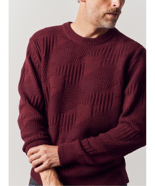 MEN'S BIGI(メンズビギ)の「7G リンクスジャガード編みクルーネックニット(ニット/セーター・メンズ・ブルー/ボルドー/ブラック・03/01/02)」の5枚目の写真