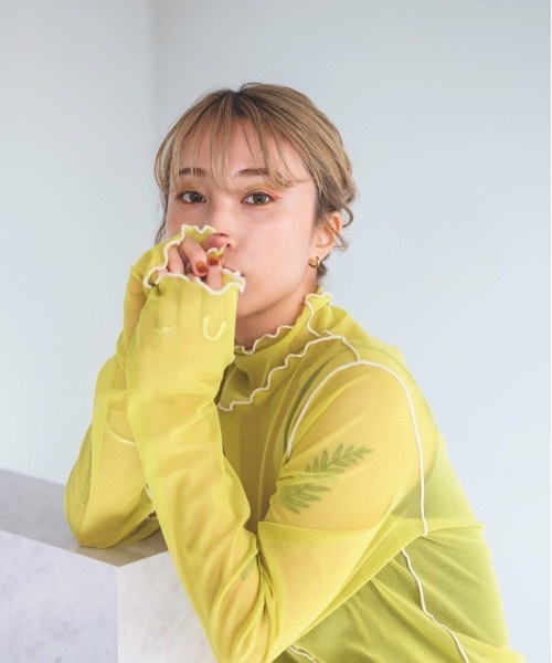 SANSeLF（サンセルフ）の「【SANSeLF】Se power net tops　sanwh21a001（Tシャツ/カットソー・レディース・オレンジ/イエロー/グリーン/ライトパープル/ライトグリーン・FREE）」の5枚目の写真