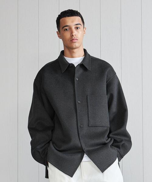 H BEAUTY&YOUTH UNITED ARROWS(エイチビューティーアンドユースユナイテッドアローズ)の「<H>REVER MELTON AETHTETIC SHIRT/シャツ(シャツ/ブラウス・メンズ・ダークグレー/ベージュ・S/M/L)」の2枚目の写真