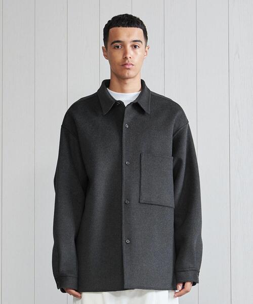 H BEAUTY&YOUTH UNITED ARROWS(エイチビューティーアンドユースユナイテッドアローズ)の「<H>REVER MELTON AETHTETIC SHIRT/シャツ(シャツ/ブラウス・メンズ・ダークグレー/ベージュ・S/M/L)」の6枚目の写真