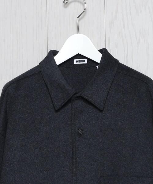 H BEAUTY&YOUTH UNITED ARROWS(エイチビューティーアンドユースユナイテッドアローズ)の「<H>REVER MELTON AETHTETIC SHIRT/シャツ(シャツ/ブラウス・メンズ・ダークグレー/ベージュ・S/M/L)」の7枚目の写真