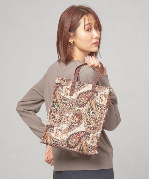 Casselini（キャセリーニ）の「＜Casselini（キャセリーニ）＞ジャカードプリント トートバッグ（トートバッグ・レディース・オフホワイト/ブラック・FREE）」の2枚目の写真