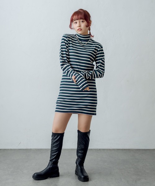 RASVOA（ラスボア）の「タイトリブワンピース（ワンピース・レディース・ブラック系その他/グリーン/ブラック・FREE）」の6枚目の写真