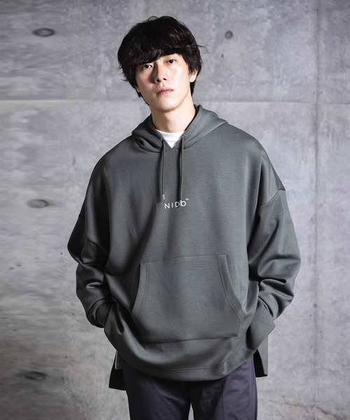 NIDO（ニド）の「スリットダンボールパーカ（パーカー・メンズ・パープル/グレー/グリーン・M/L）」の2枚目の写真