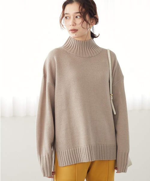 Green Parks(グリーンパークス)の「スリット入り度詰めプルオーバー*(ニット/セーター・レディース・チャコールグレー/ベージュ/アイボリー/ブルー/イエロー/ピンク・FREE)」の3枚目の写真