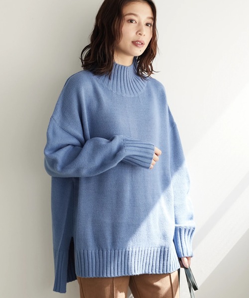 Green Parks(グリーンパークス)の「スリット入り度詰めプルオーバー*(ニット/セーター・レディース・チャコールグレー/ベージュ/アイボリー/ブルー/イエロー/ピンク・FREE)」の4枚目の写真