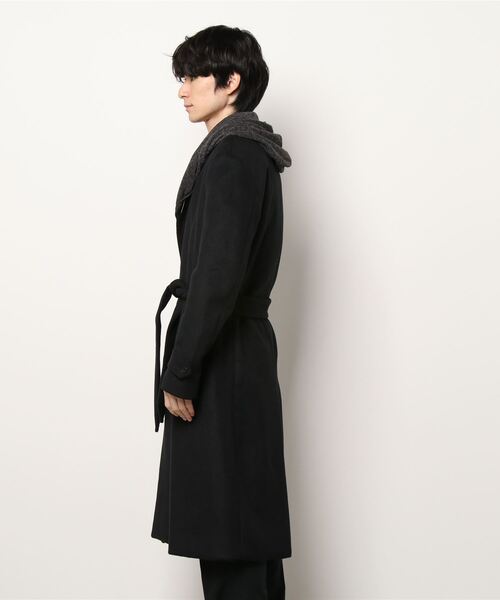 SHELLAC（シェラック）の「シェラック/SHELLAC ウール混 ステンカラーレイヤードコート（ノーカラーコート・メンズ・ブラック・MEDIUM/LARGE）」の4枚目の写真