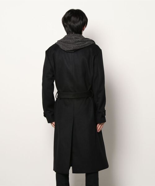 SHELLAC（シェラック）の「シェラック/SHELLAC ウール混 ステンカラーレイヤードコート（ノーカラーコート・メンズ・ブラック・MEDIUM/LARGE）」の2枚目の写真