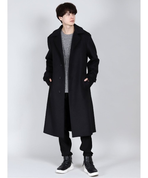 SHELLAC（シェラック）の「シェラック/SHELLAC ウール混 ステンカラーレイヤードコート（ノーカラーコート・メンズ・ブラック・MEDIUM/LARGE）」の9枚目の写真